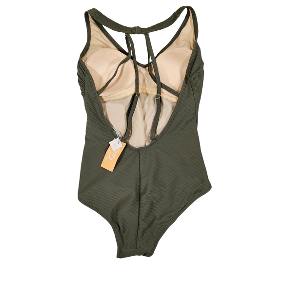 Kona Sol Medium Coverage One Piece Swim Suit, Green, Large - Picture 9 of 15
